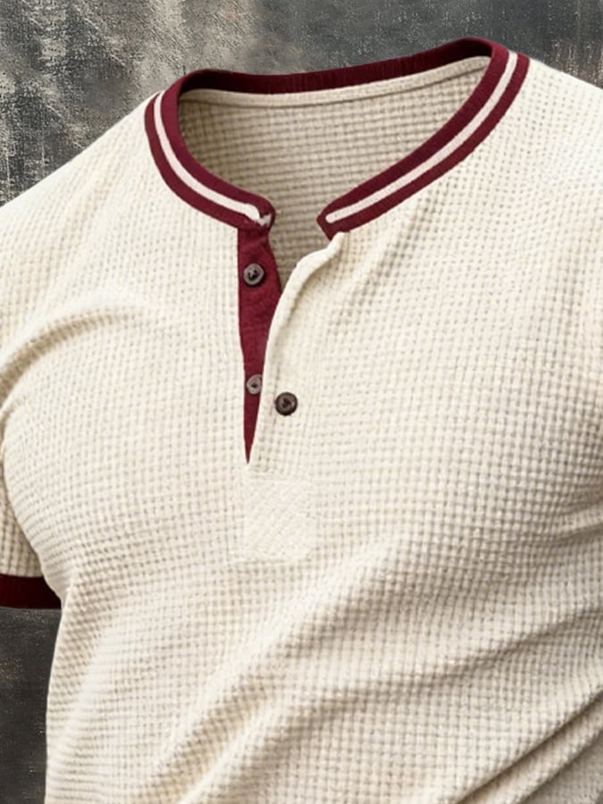 Camiseta retro Patchpara trabajo Waffle para hombre