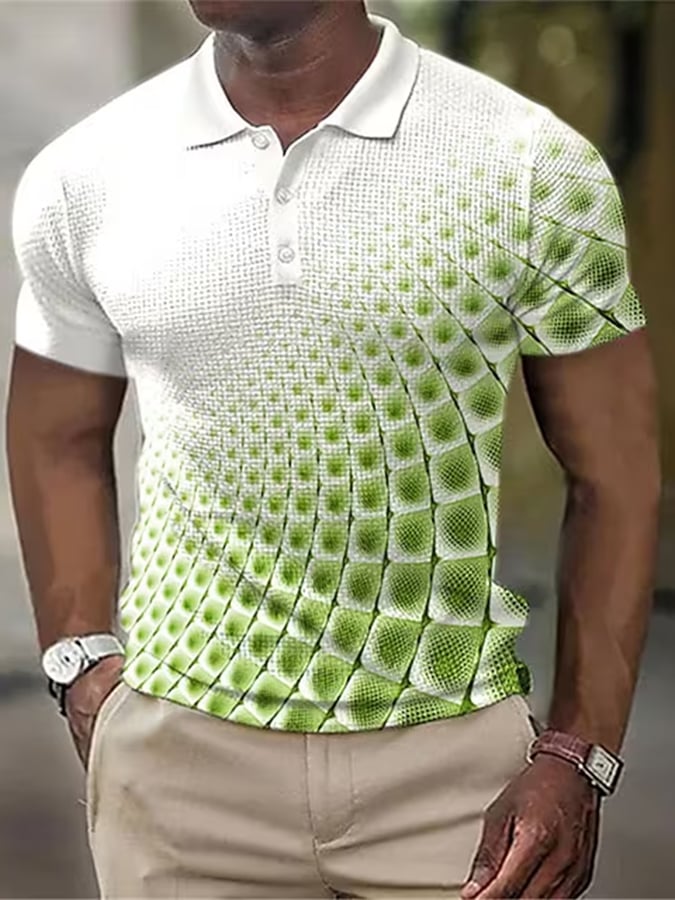 Estampado Lapel de manga corta Polo Top