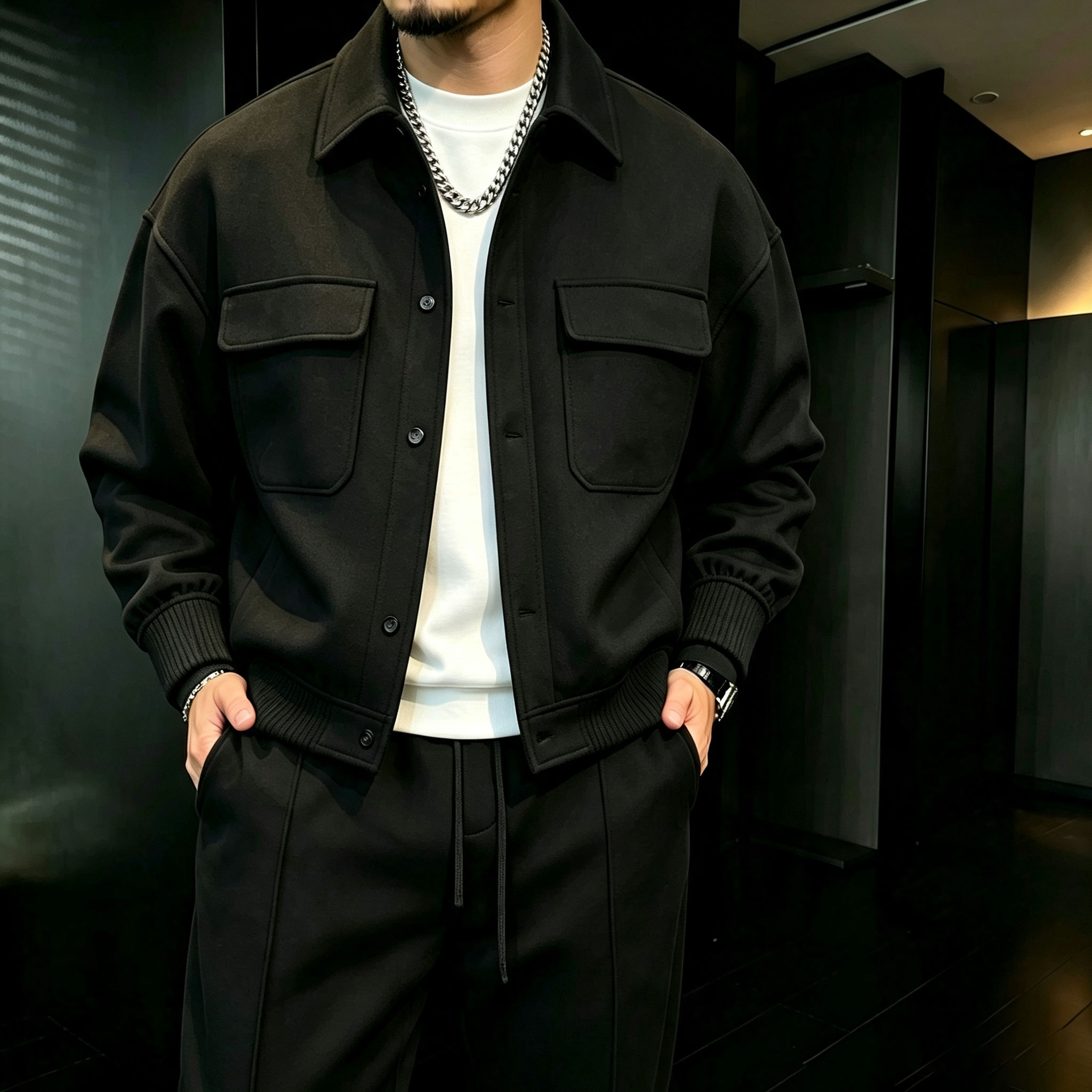 para hombre casual Cardigan and pantalón conjunto de dos piezas