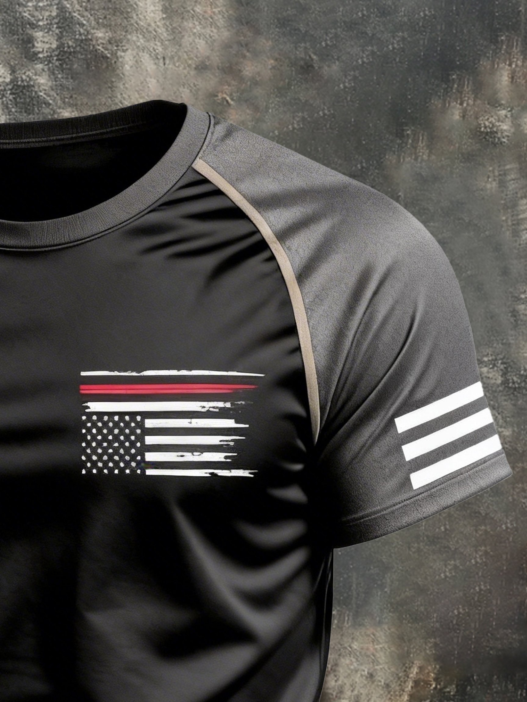 Vintage Patriot Raglan de manga corta Top para hombre