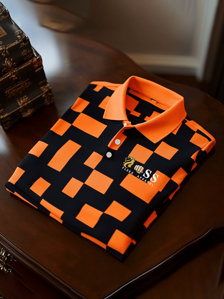Camisa polo ejecutivo casual estampado de manga corta para hombre