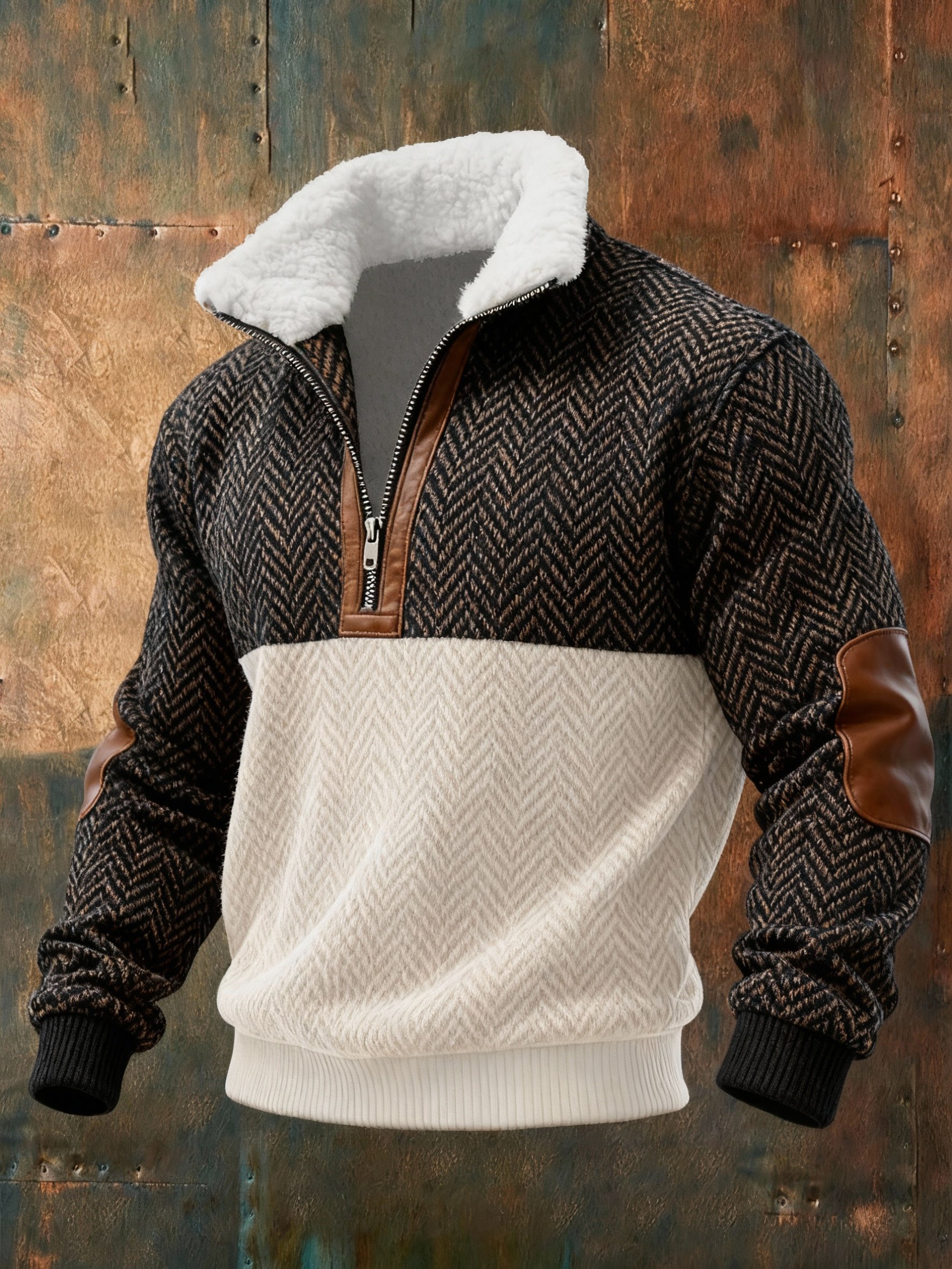 Sudadera geométrico estampado texturizado casual para hombre