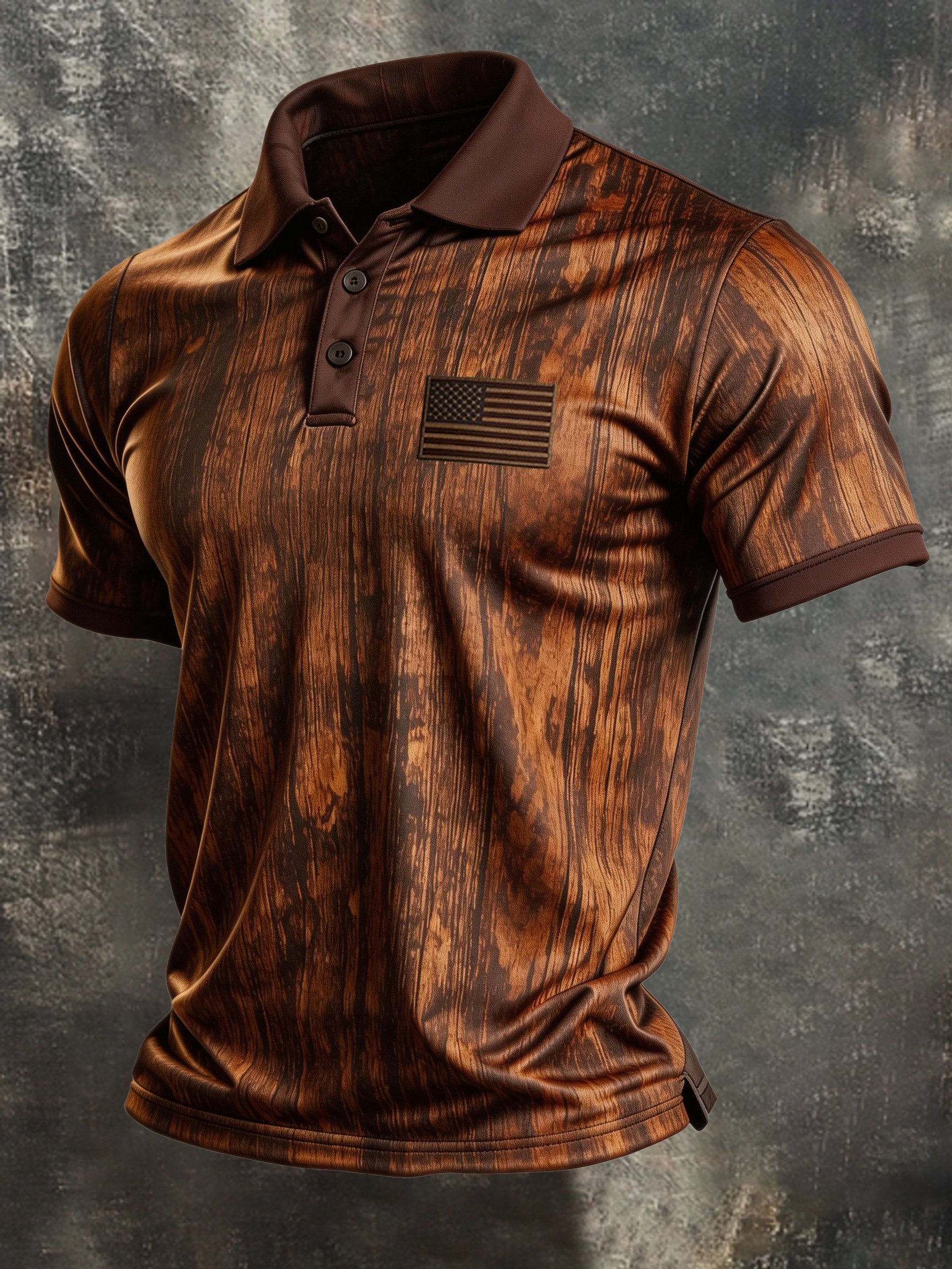 Camisa polo retro Patriotic Color-Block de manga corta para hombre
