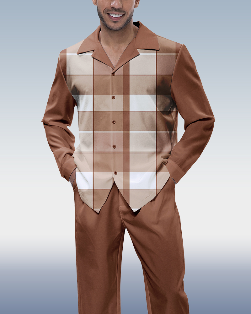 Camisa Brown a cuadros de manga larga Walking Set