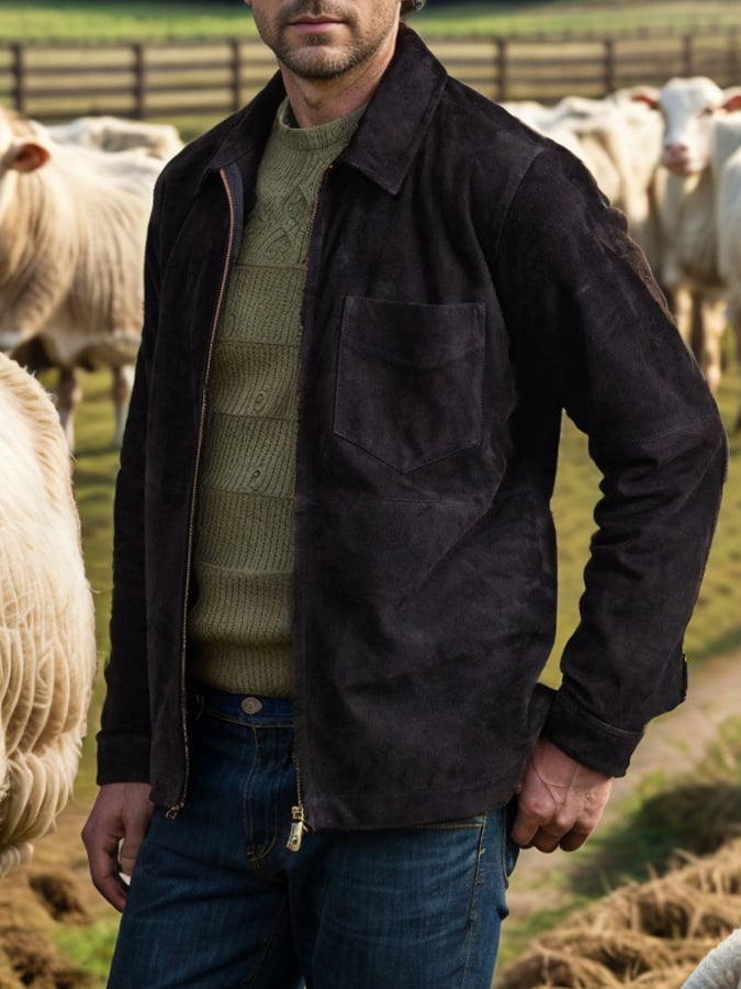 Chaqueta de color sólido de moda solapa para hombre