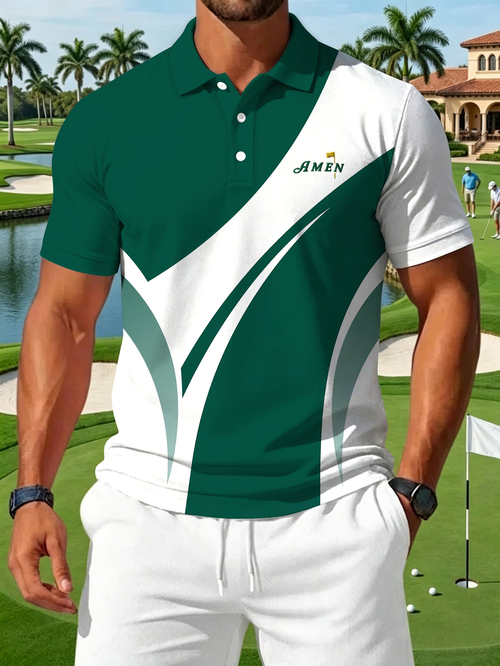 Golf estampado casual Polo para hombre