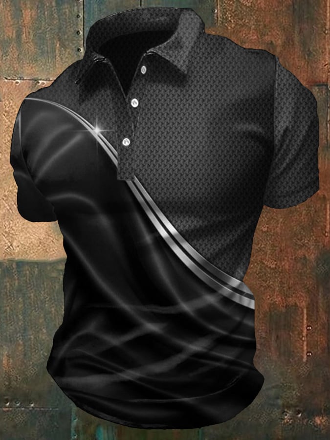 Camisa polo casual degradado ejecutivo Style de manga corta para hombre