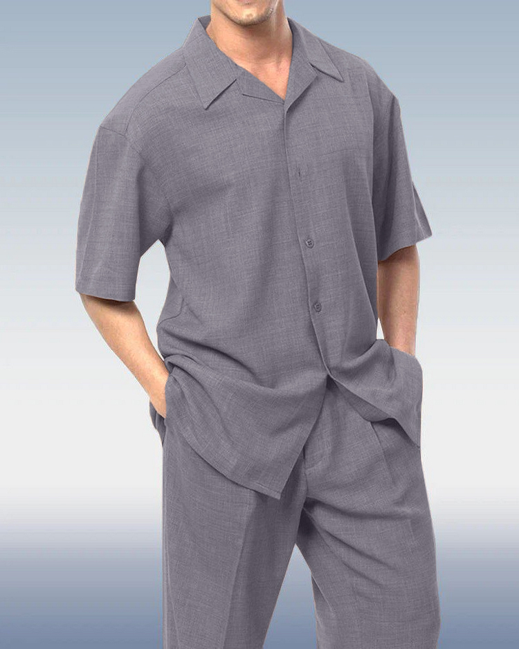 Camisa de color sólido de manga corta Walking Set 4 Colors 433 para hombre