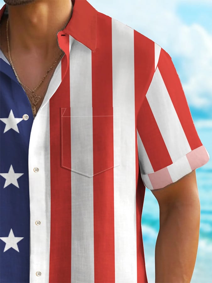 Camisa Independence Day estampado casual (With Pockets) para hombre