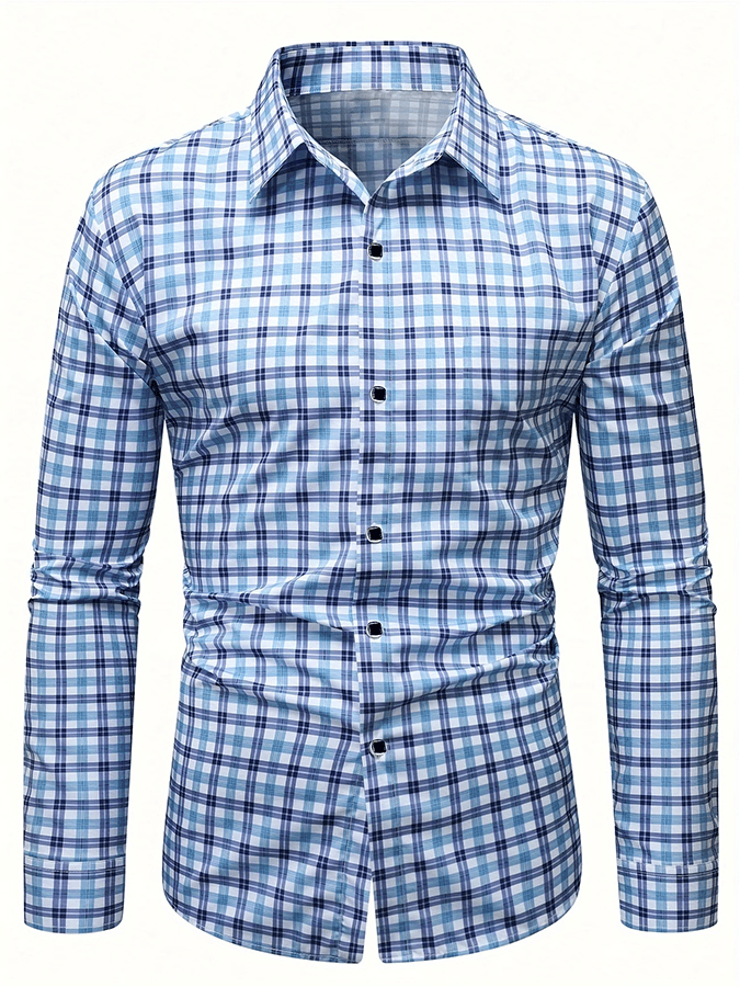 Camisa a cuadros ejecutivo casual para hombre