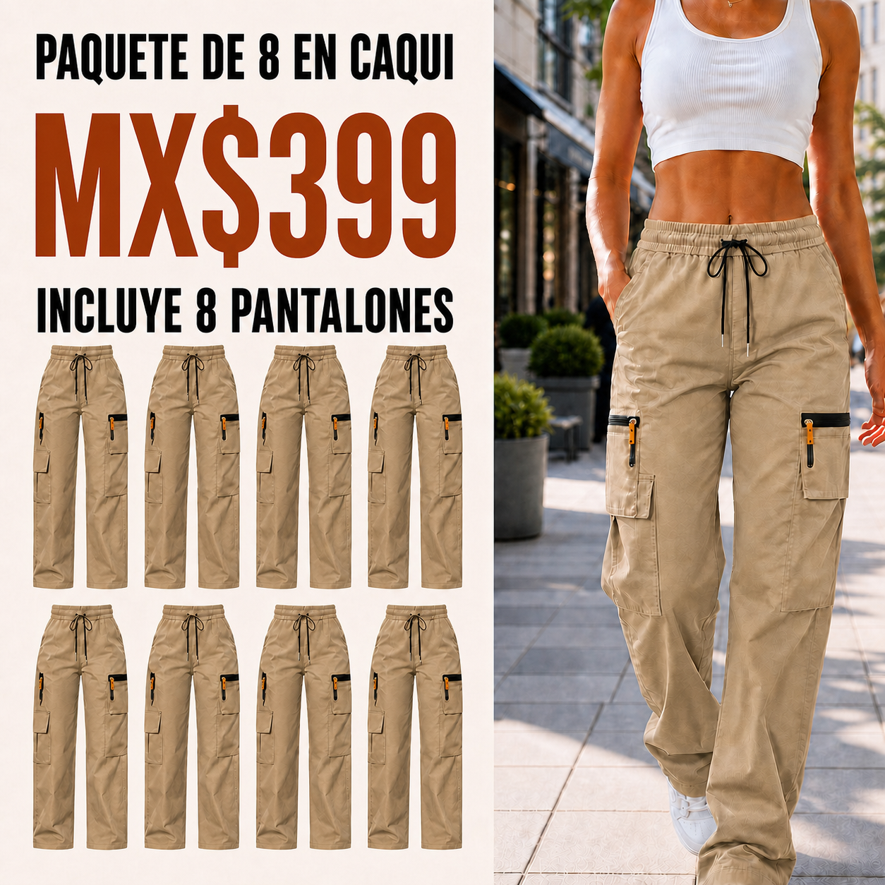 Pantalón cargo transpirable de verano para mujer · vista 7