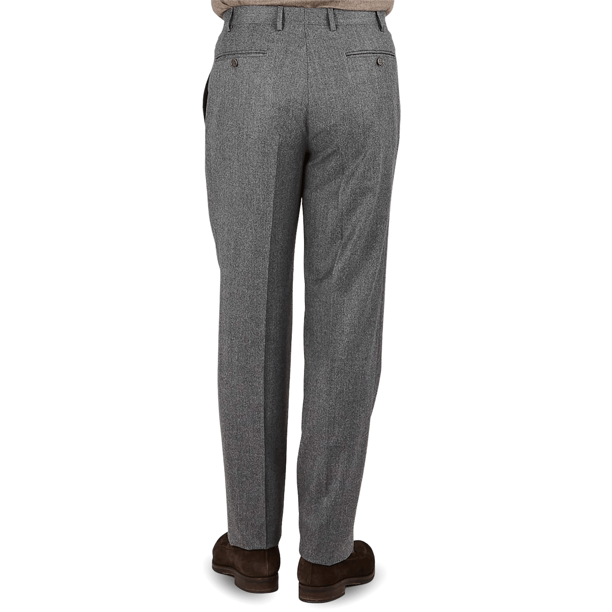 Mid Grey lana Flannel Flat Front Trousers
