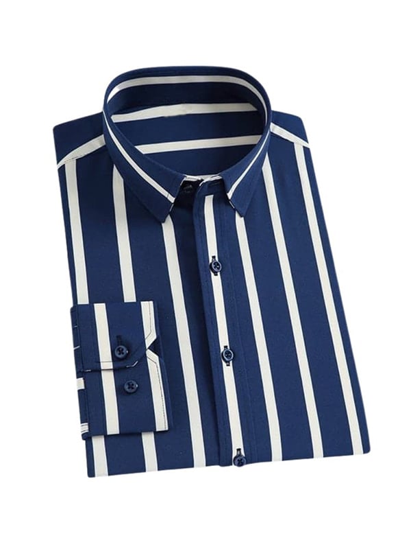 para hombre de lujo ejecutivo a rayas de manga larga camisa