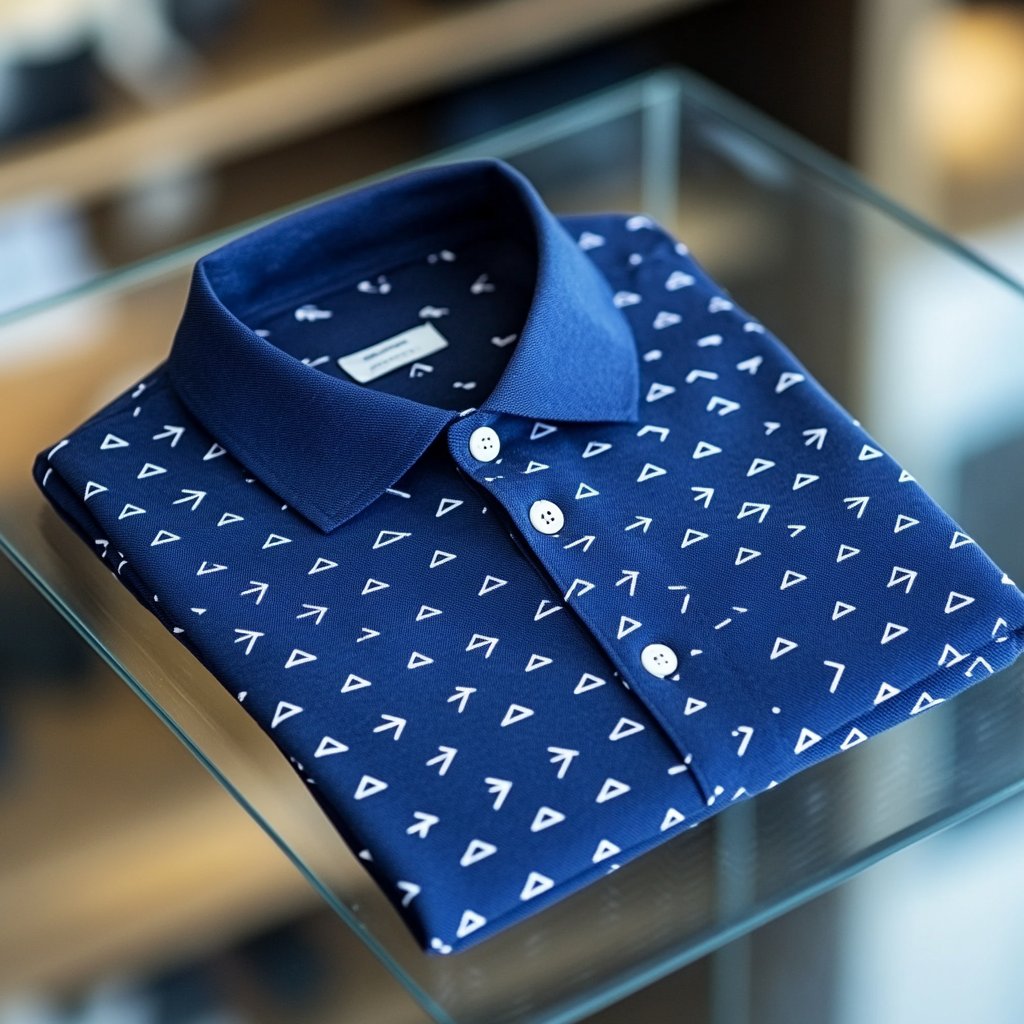 Camisa polo ejecutivo casual jacquard Button de manga corta para hombre