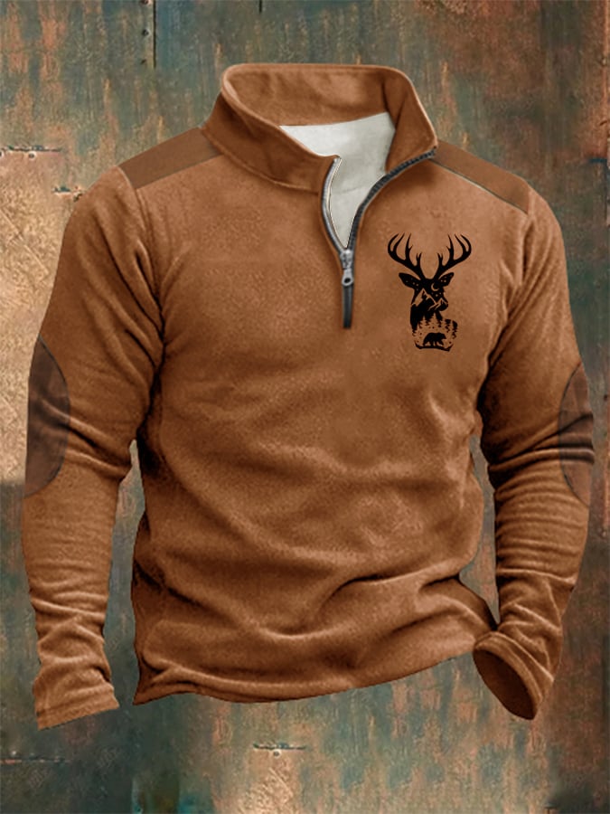 Sudadera Western Style estampado Stand cuello cierre para hombre