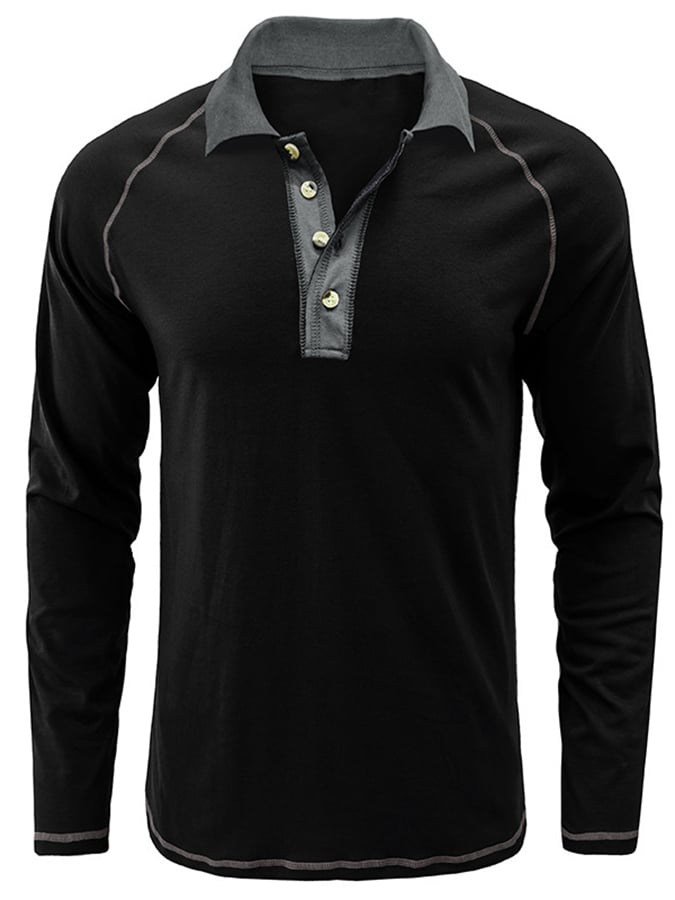 Camisa polo Athletic casual Raglan Sleeve Half Button