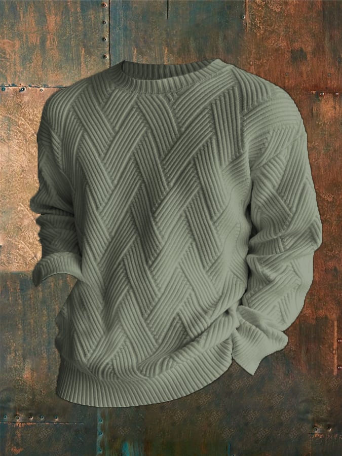 Sudadera a cuadros estampado Round Neck casual para hombre