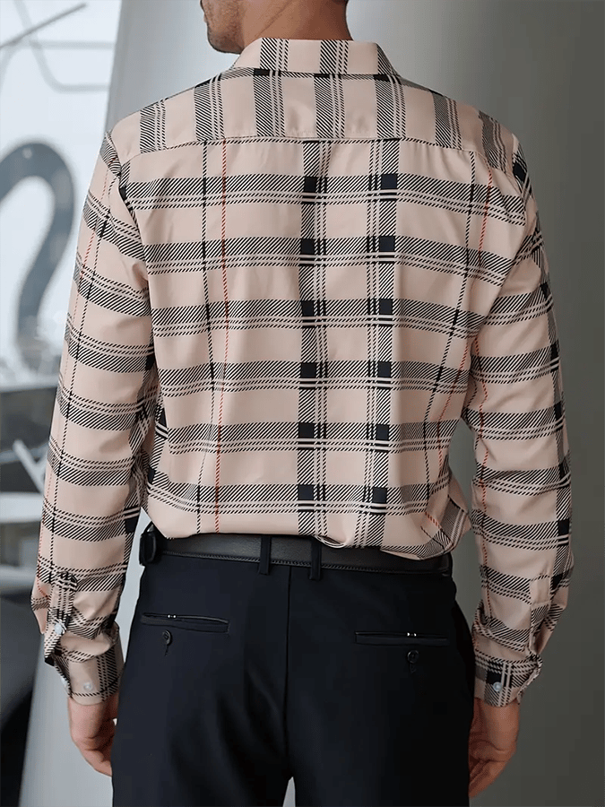 Camisa a cuadros ejecutivo casual para hombre
