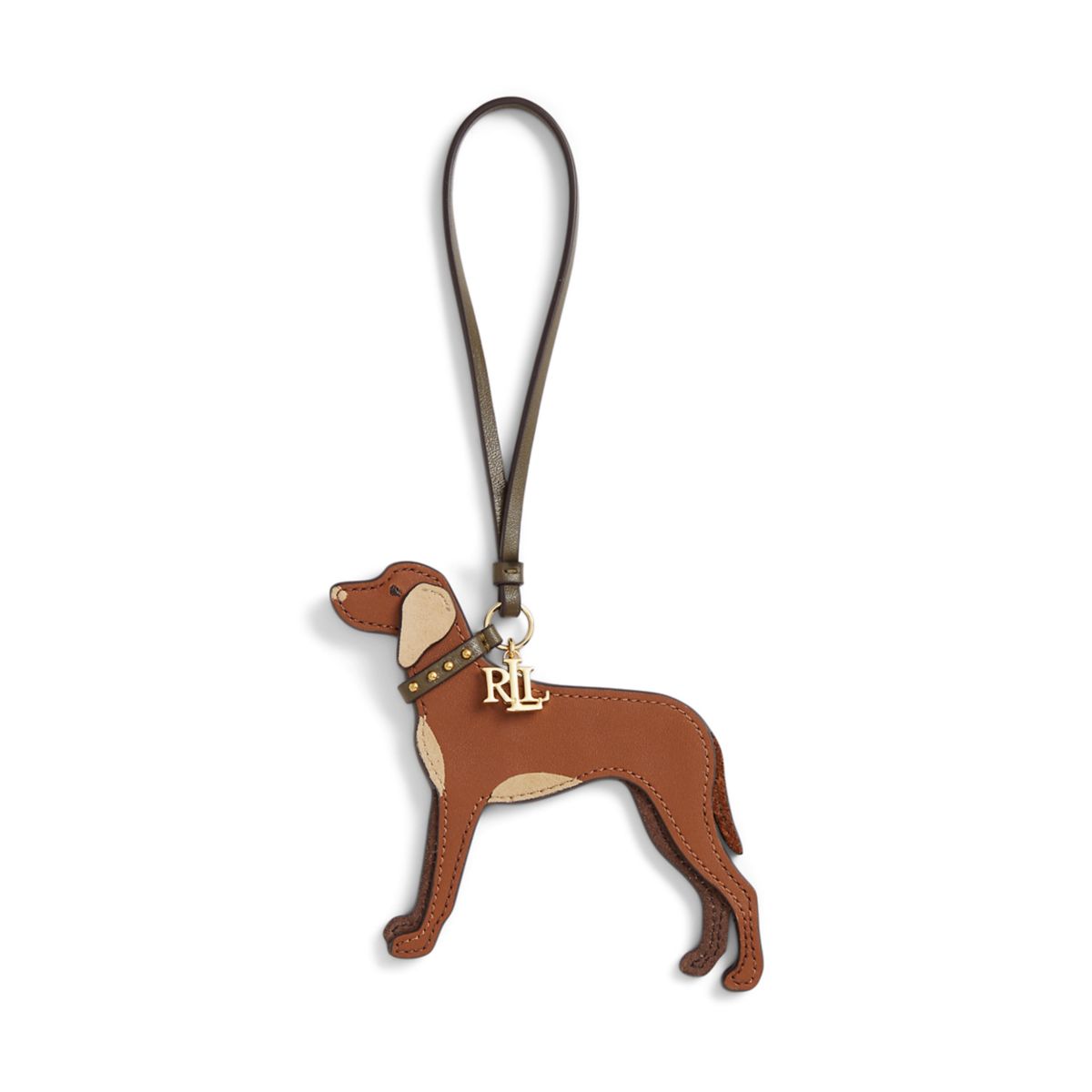 Suede-Trim Leather Vizsla Charm - 1