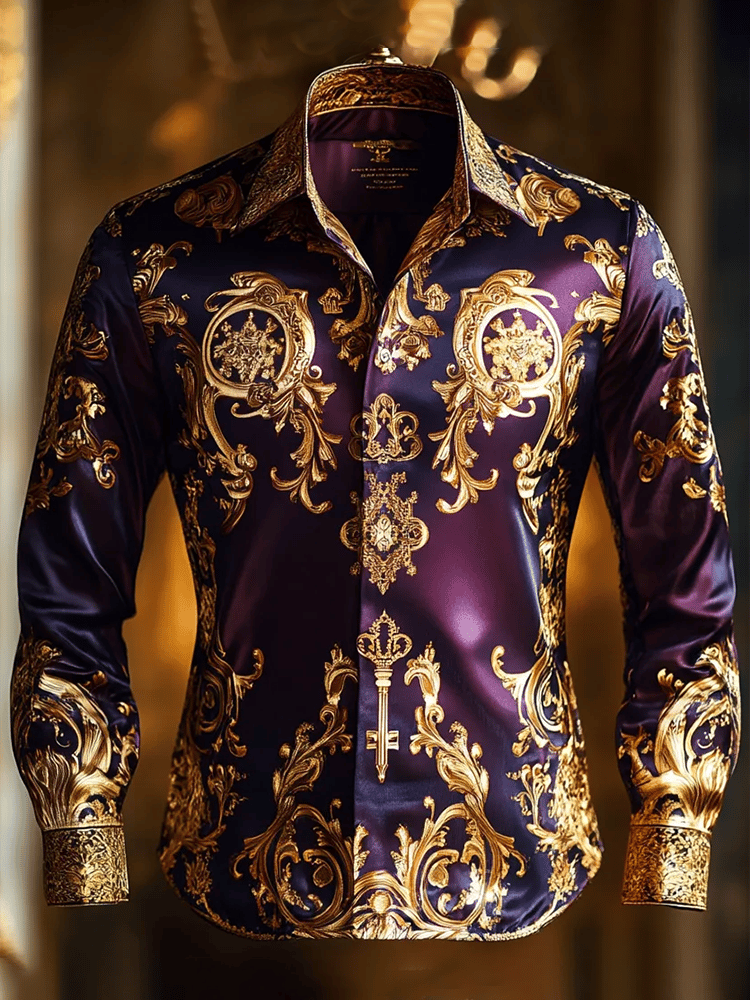 Camisa satén Luxe de manga larga con botones para hombre