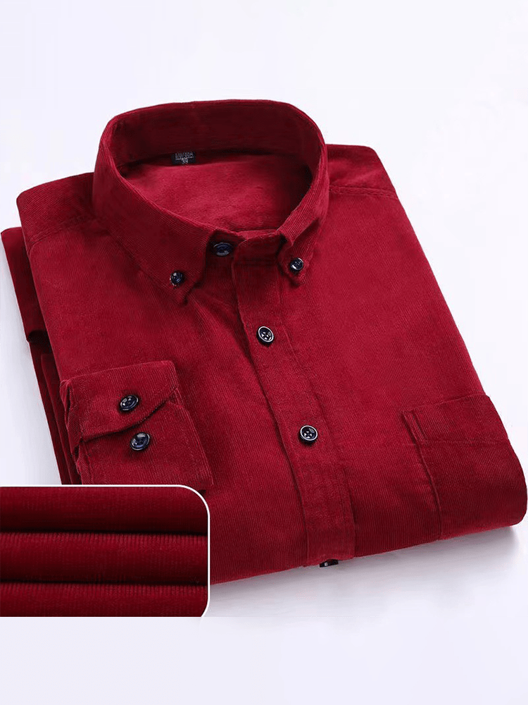 Camisa de algodón pana de manga larga para hombre