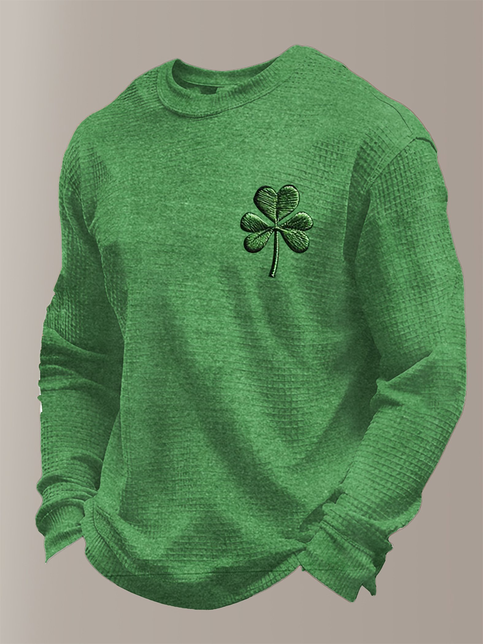 Camiseta St Patrick's Day estampado Waffle Fabric de manga larga para hombre