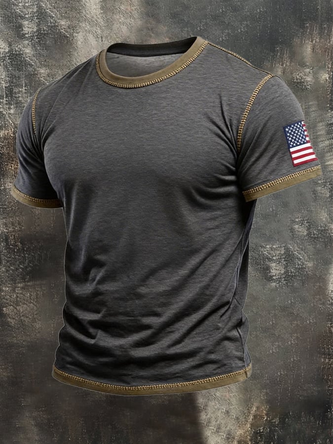 Camiseta retro en bloques de color Patriot para hombre