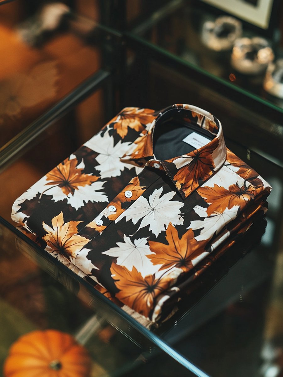 Camisa ejecutivo casual solapa de manga larga para hombre