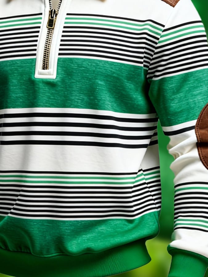 Sudadera St. Patrick's Day estampado Color-Block con cierre con gorrasucha para hombre