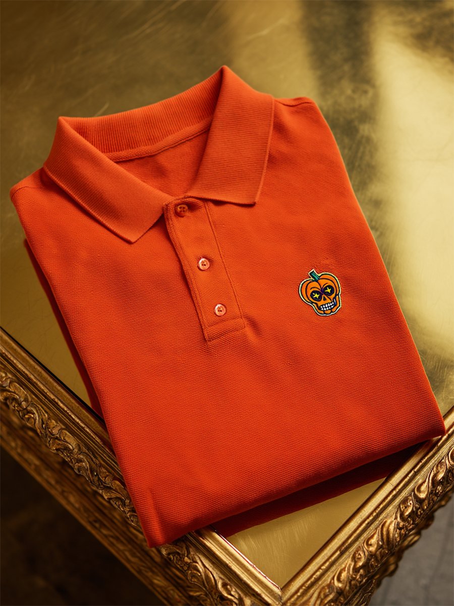 Camisa polo casual ejecutivo Halloween Pumpkin Art Button de manga corta para hombre