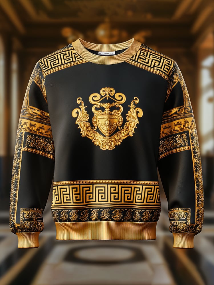 Sudadera de lujo estampado cuello redondo para hombre