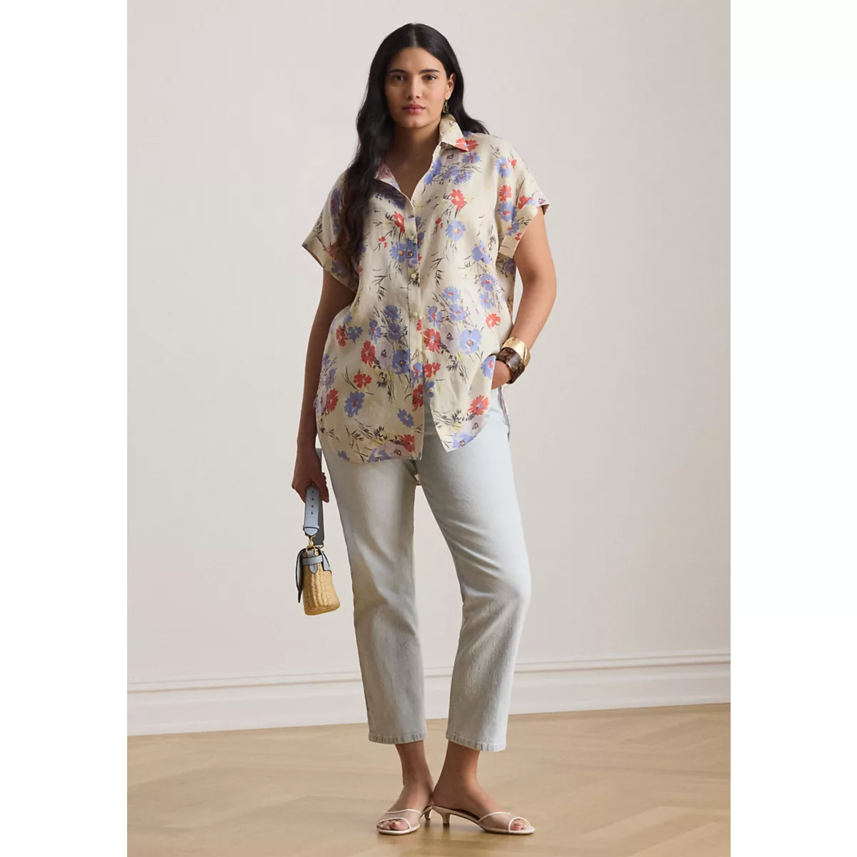 Plus Size Relaxed Fit Floral Short-Sleeve Shirt - 3