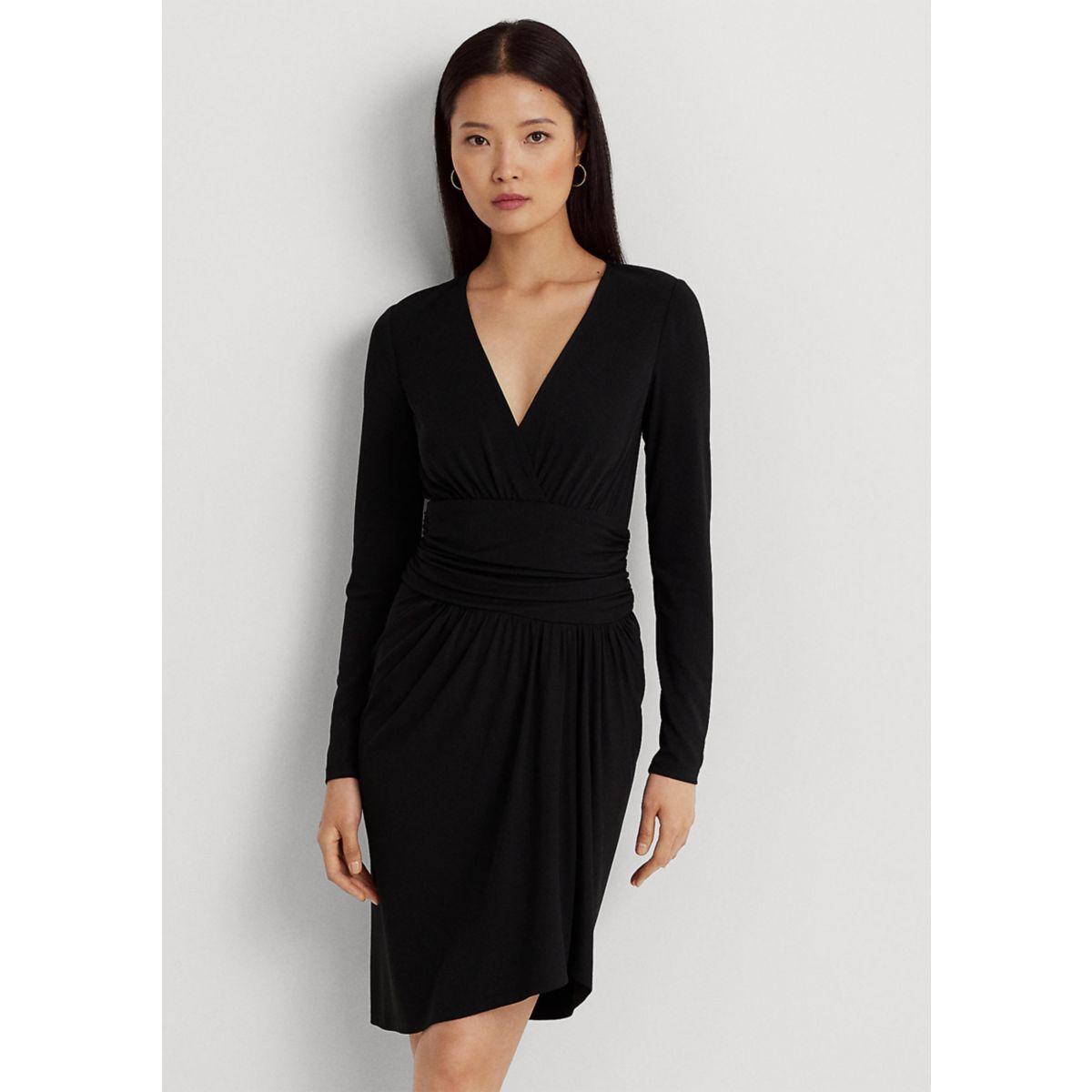 Ruched Stretch Jersey Surplice Dress - 4