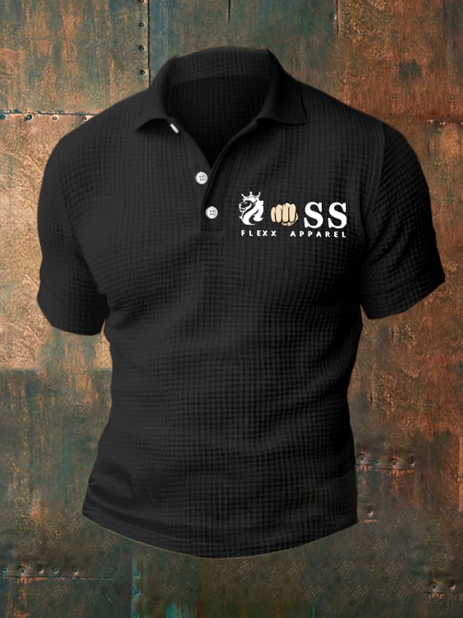 Camisa polo casual Waffle de manga corta para hombre