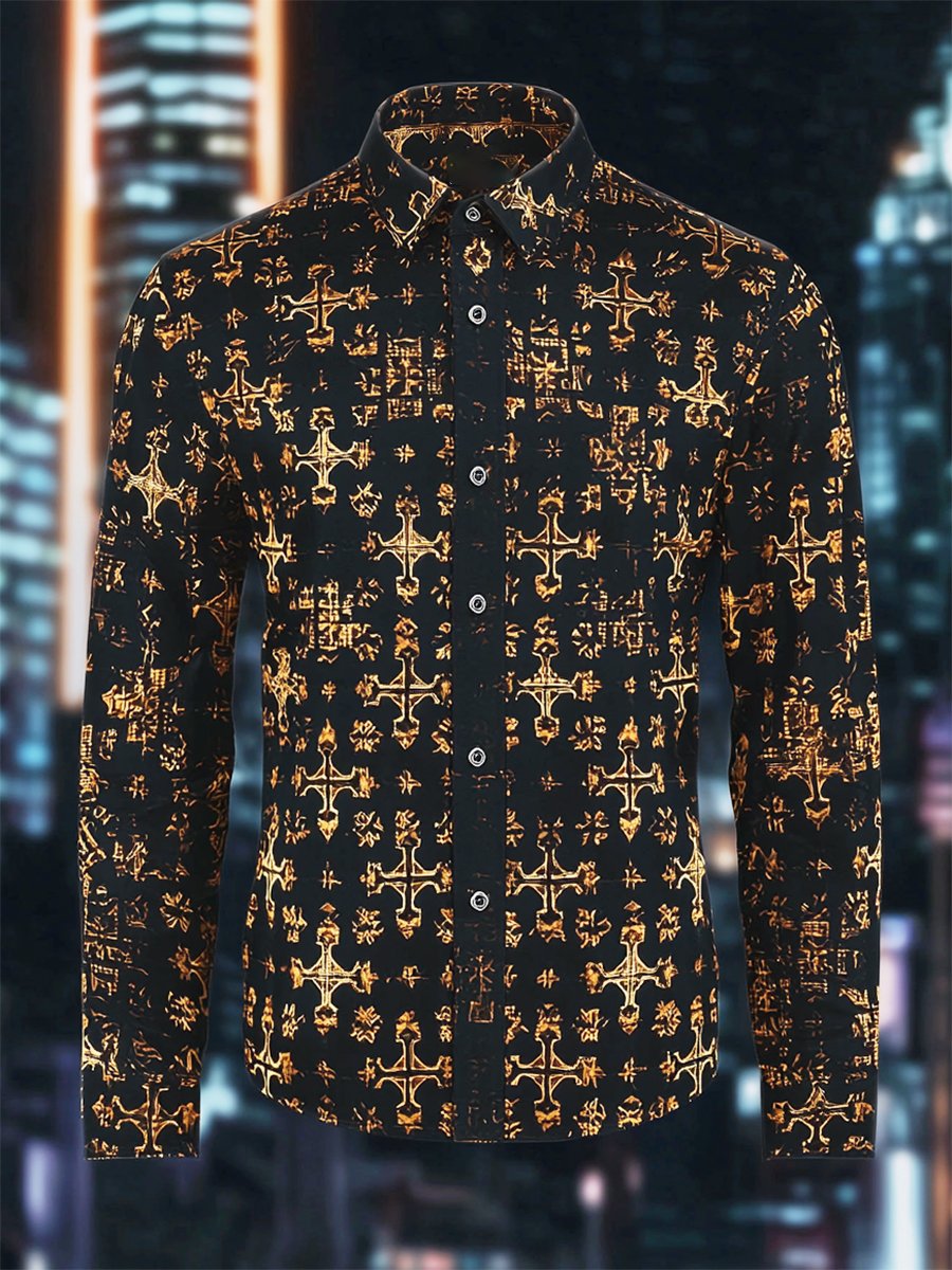 Camisa retro casual Faith ejecutivo de manga larga para hombre
