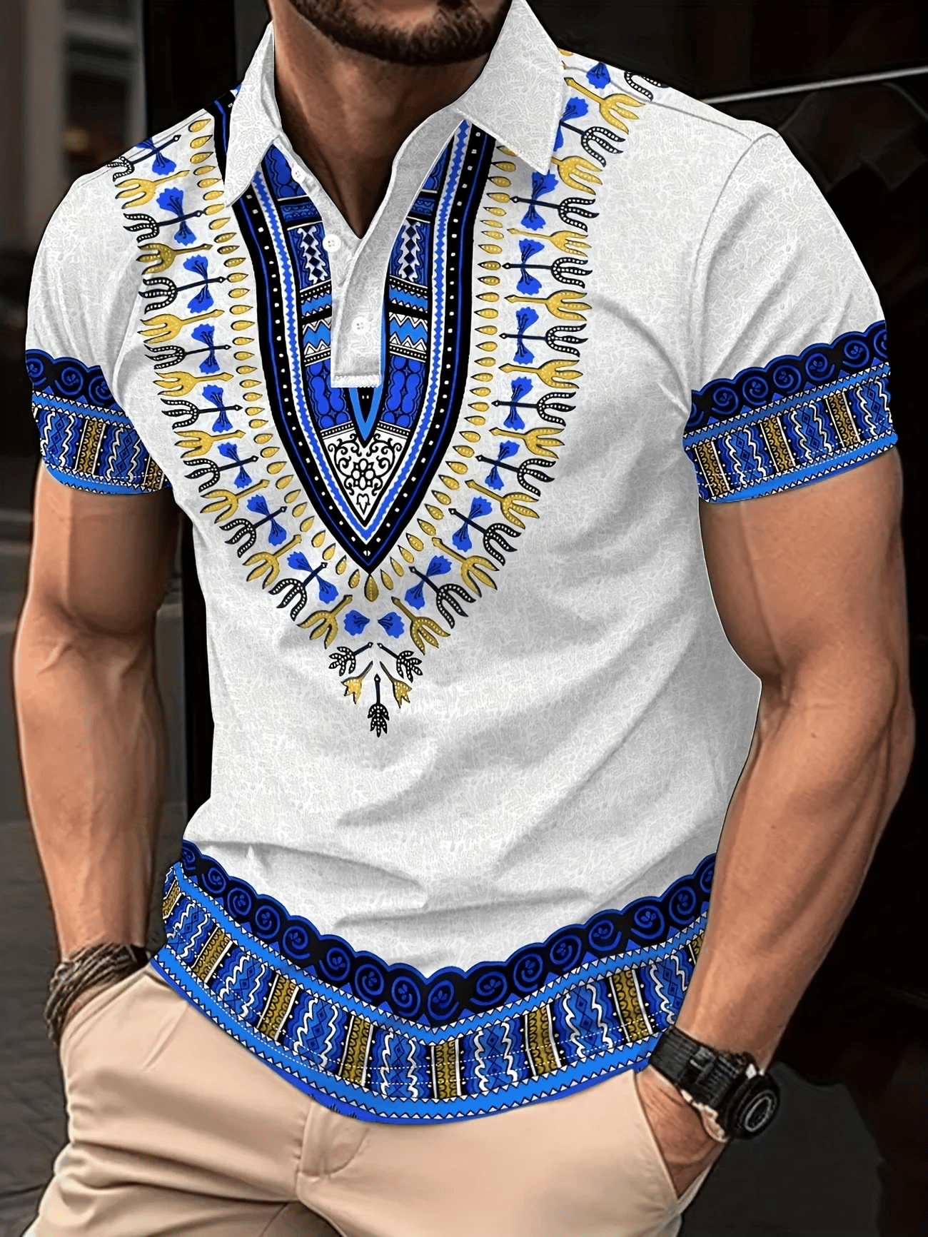 Camisa polo clásico ejecutivo Logo Button de manga corta para hombre