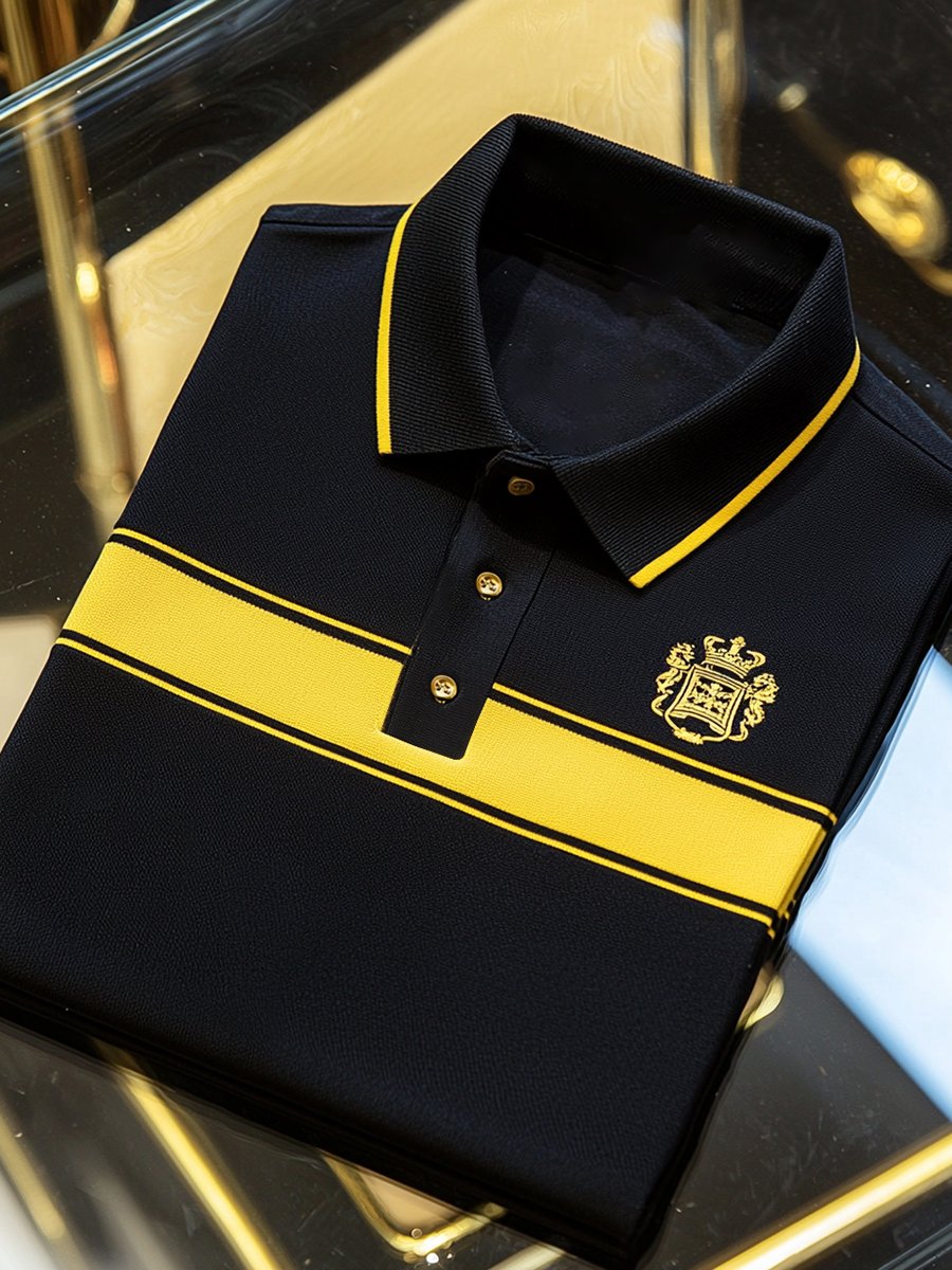 Camisa polo vintage ejecutivo de manga larga para hombre