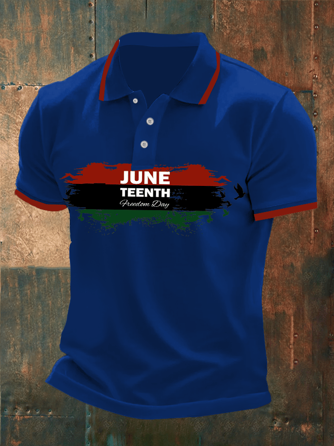 Camisa polo Mens casual Juneteenth estampado