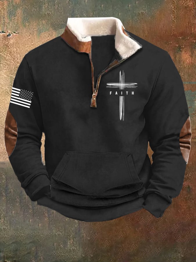 Sudadera faith faith vintage con cierre cuello de manga larga para hombre