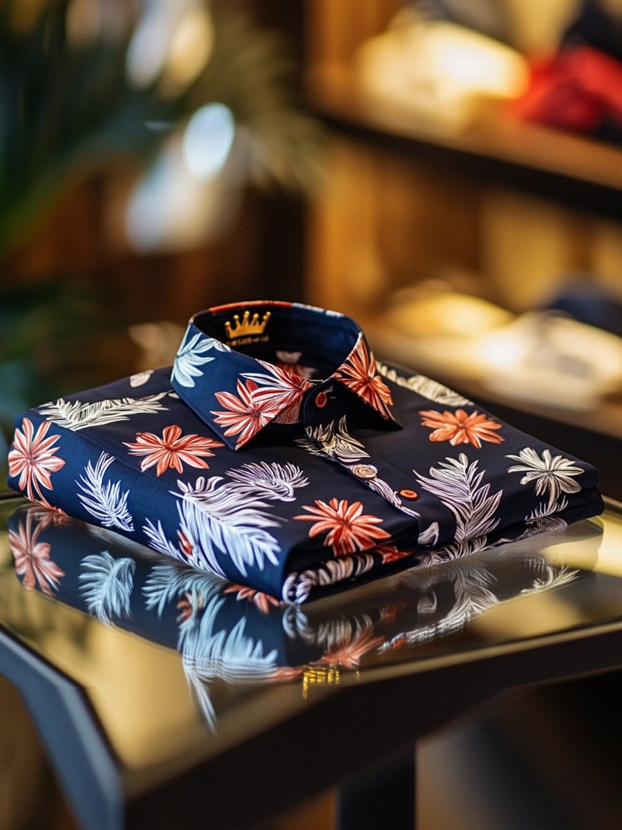 Camisa casual Crown floral de manga larga para hombre