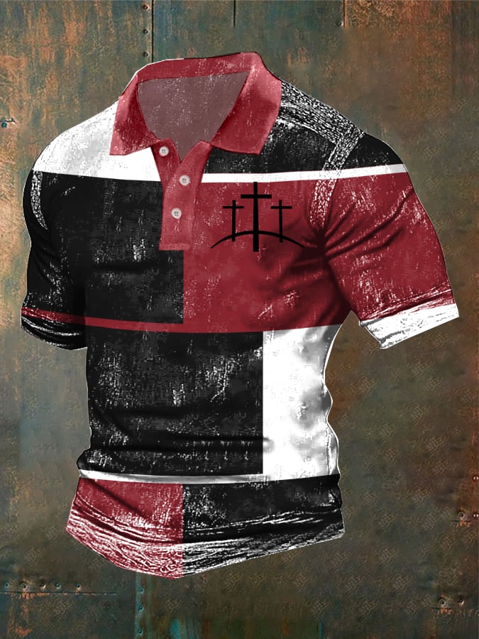 Casual retro Contrast Color Faith Polo para hombre