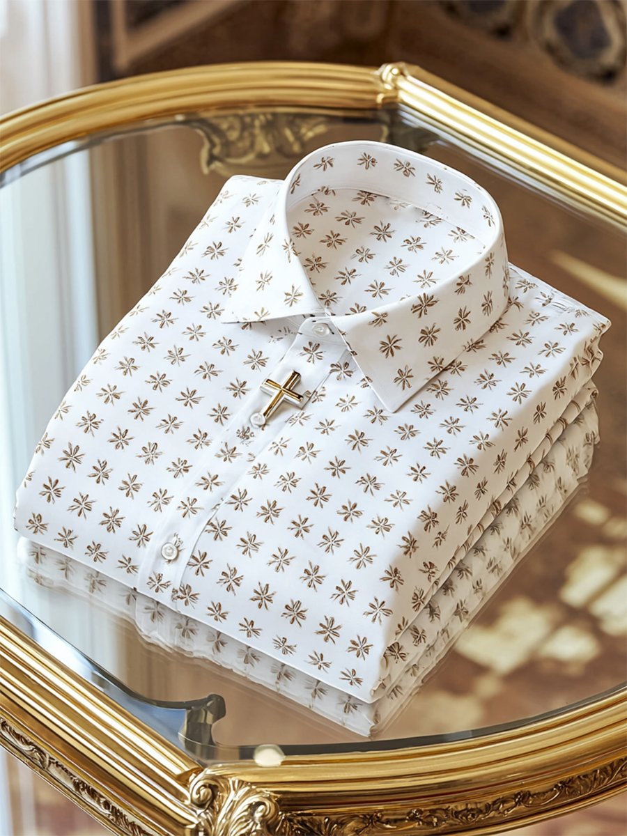Camisa ejecutivo casual Cross estampado de manga larga para hombre