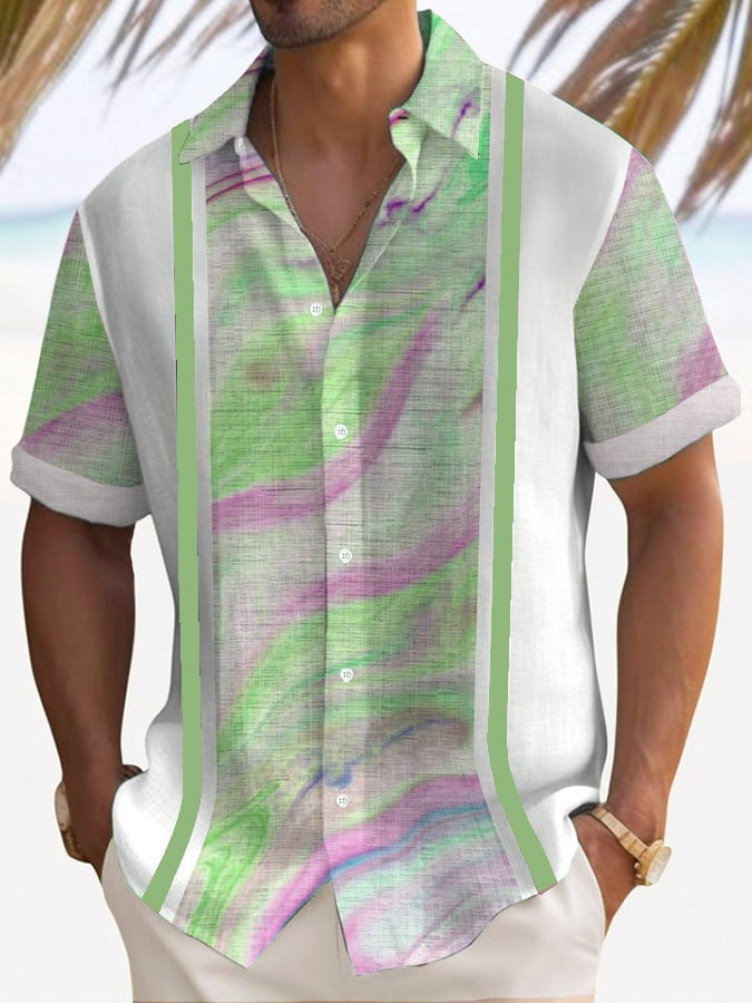 Camisa Trendy estampado Lapel de manga corta