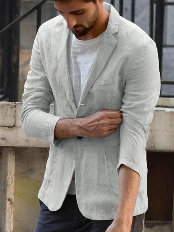 Casual holgado de algodón and de lino suit para hombre