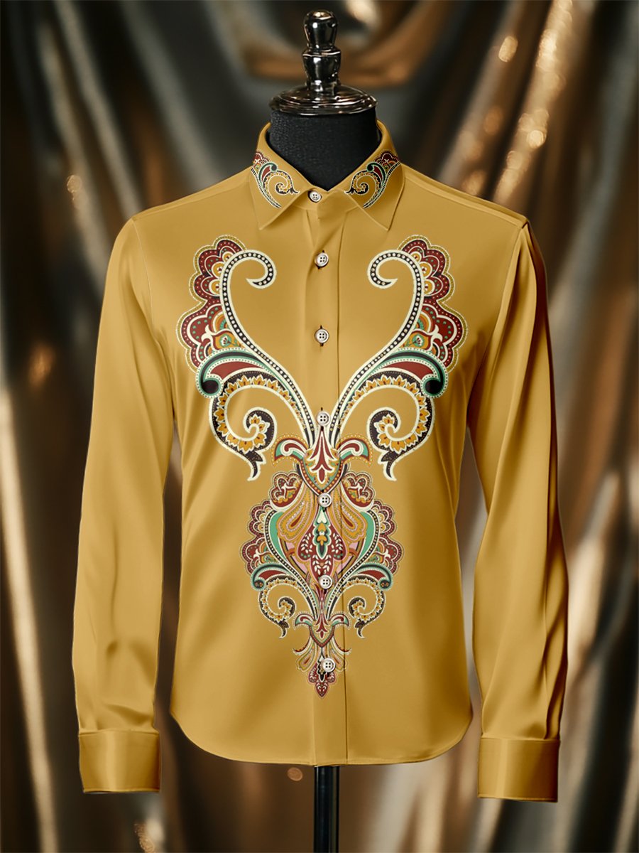 Camisa seda de lujo ejecutivo de manga larga para hombre