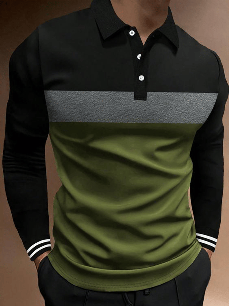 Camisa ejecutivo casual a rayas con cierre para hombre