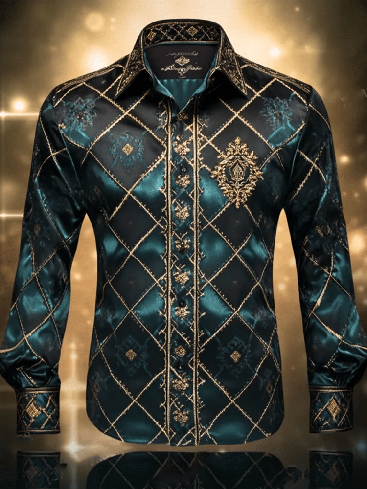 Camisa satén Luxe de manga larga con botones para hombre