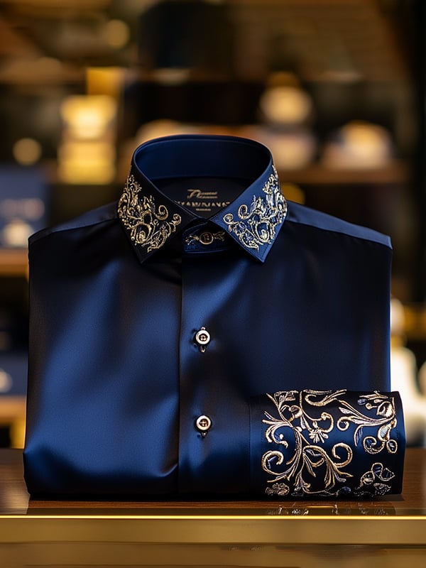 Camisa satén de lujo de color sólido ejecutivo de manga larga para hombre