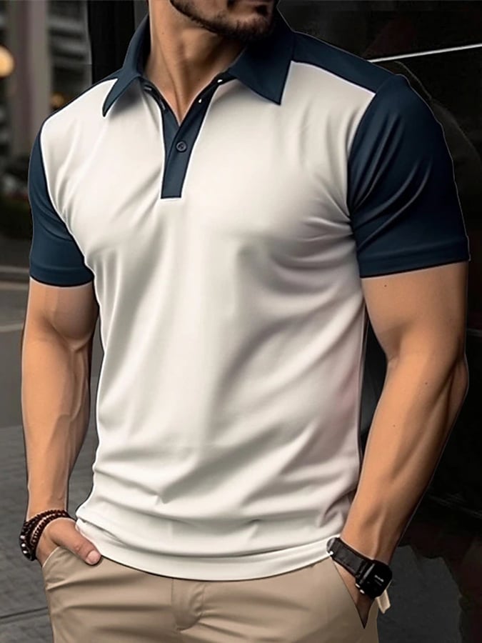 Casual Color Contrast Polo para hombre
