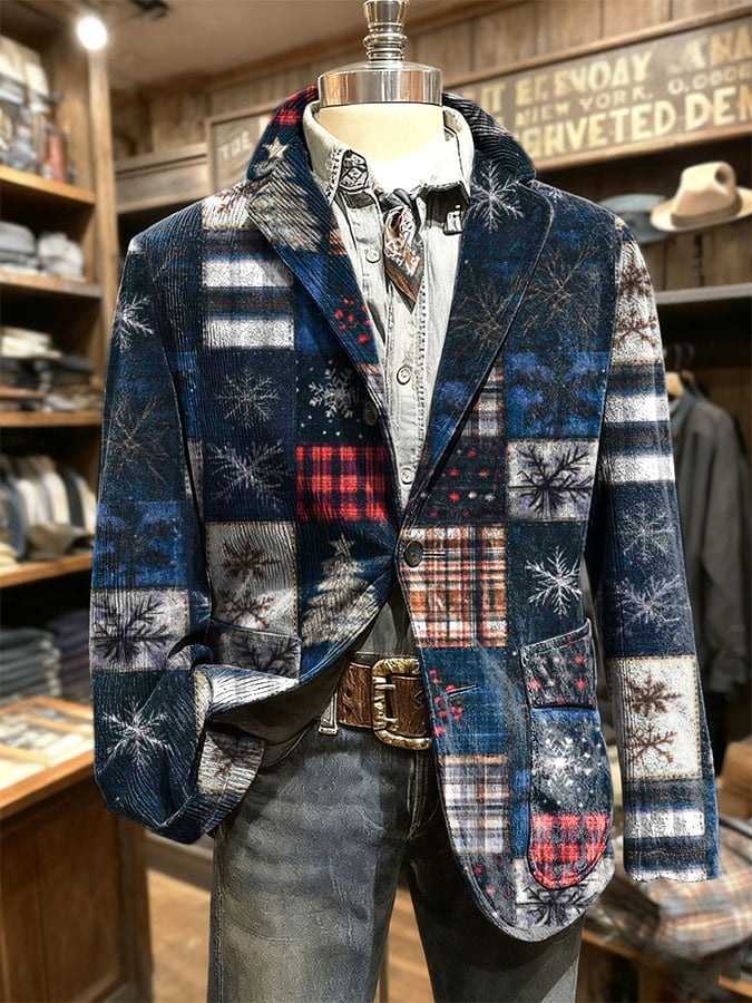 Saco retro Christmas casual para hombre